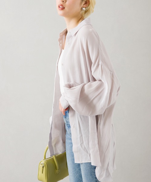 SpRay(スプレイ)の「シフォンクレ-プボリュームスリーブシャツ(シャツ/ブラウス・レディース・ライトグレー/ブラック/イエロー/オレンジ/アイボリー・FREE)」の20枚目の写真