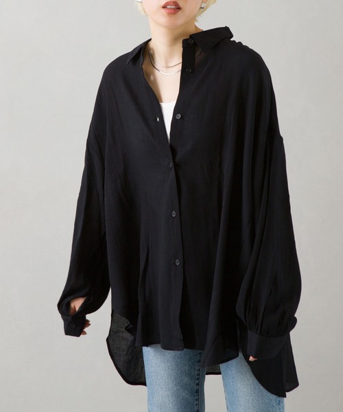 SpRay(スプレイ)の「シフォンクレ-プボリュームスリーブシャツ(シャツ/ブラウス・レディース・ライトグレー/ブラック/イエロー/オレンジ/アイボリー・FREE)」の22枚目の写真