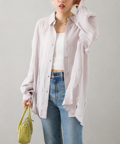 SpRay(スプレイ)の「シフォンクレ-プボリュームスリーブシャツ(シャツ/ブラウス・レディース・ライトグレー/ブラック/イエロー/オレンジ/アイボリー・FREE)」の18枚目の写真