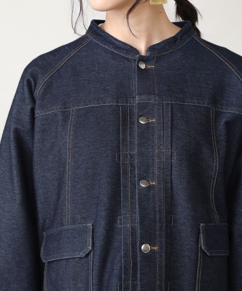 Bou Jeloud（ブージュルード）の「カットデニムAラインジャケット（ノーカラージャケット・レディース・ブラック/ネイビー・38）」の11枚目の写真