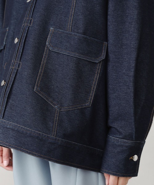 Bou Jeloud（ブージュルード）の「カットデニムAラインジャケット（ノーカラージャケット・レディース・ブラック/ネイビー・38）」の12枚目の写真