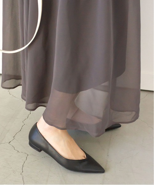 2WAYソフトVカットリボンフラットパンプス