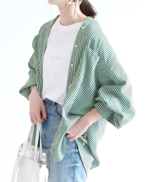 reca（レカ）の「バンドカラーストライプシャツ（シャツ/ブラウス