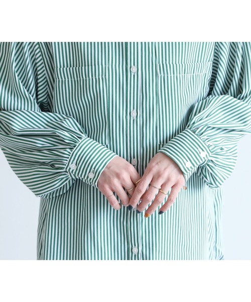 Sea ⭐︎Mal.レレレさんROBE ストライプシャツ 38サイズ 緑 Sea ⭐︎Mal.レレレさんROBE ストライプシャツ 38サイズ 緑 Sea