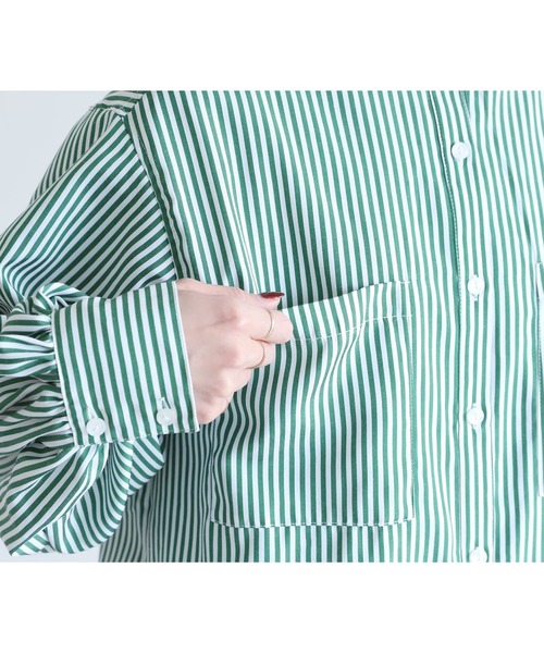 reca（レカ）の「バンドカラーストライプシャツ（シャツ/ブラウス