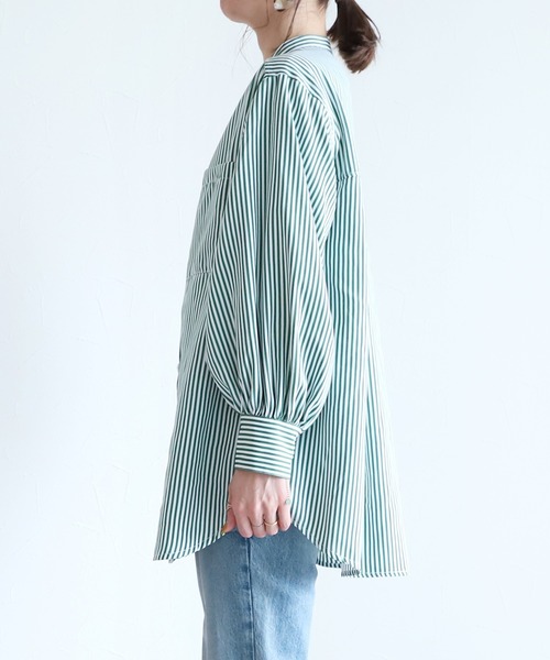 reca（レカ）の「バンドカラーストライプシャツ（シャツ/ブラウス