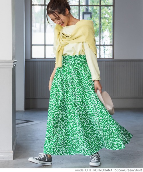 coca（coca）（コカ）の「シルエットフラワースカート（スカート・レディース・グリーン・SHORT/LONG）」の13枚目の写真