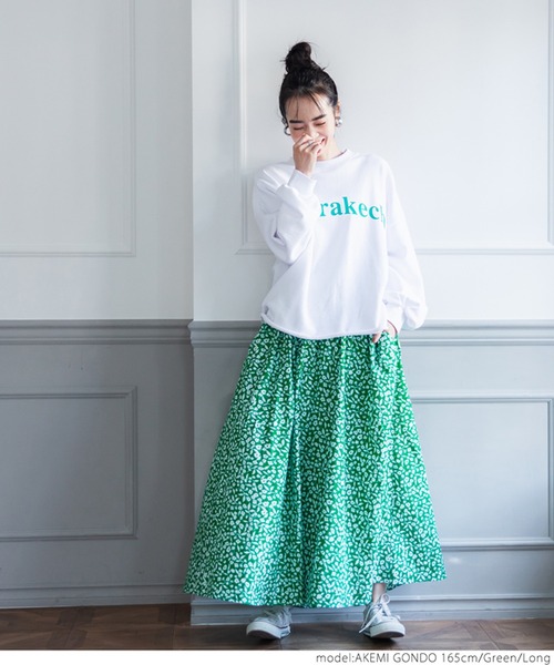 coca（coca）（コカ）の「シルエットフラワースカート（スカート・レディース・グリーン・SHORT/LONG）」の3枚目の写真