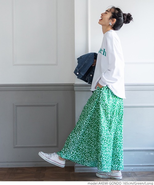 coca（coca）（コカ）の「シルエットフラワースカート（スカート・レディース・グリーン・SHORT/LONG）」の4枚目の写真