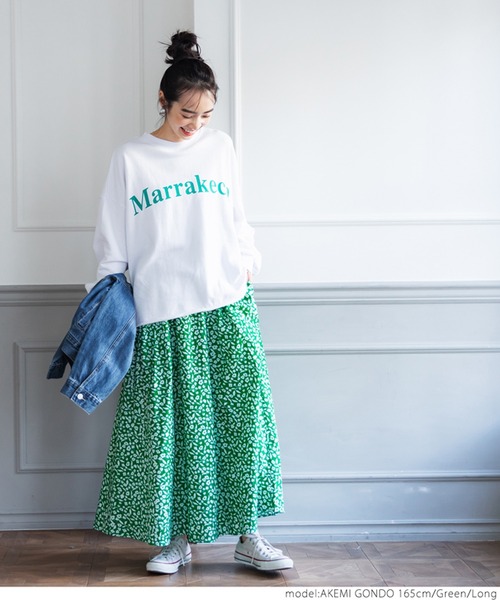 coca（coca）（コカ）の「シルエットフラワースカート（スカート・レディース・グリーン・SHORT/LONG）」の6枚目の写真