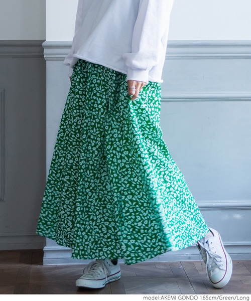 coca（coca）（コカ）の「シルエットフラワースカート（スカート・レディース・グリーン・SHORT/LONG）」の7枚目の写真