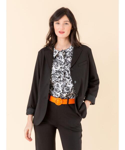 ★新品タグ付★アニエスベー ミラノジャージーテーラードジャケット 黒 agnes b.（アニエスベー）の「JHJ5 VESTE ミラノジャージー
