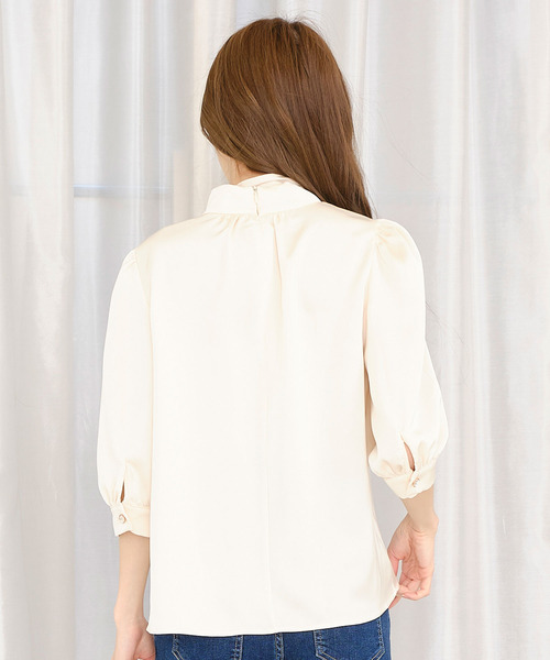 TITTY&CO.（ティティーアンドコー）の「【TITTY&CO.】【新色追加】バルーン袖リボンブラウス（シャツ/ブラウス・レディース・アイボリー/ミント/ホワイト/モカ/ブラック・FREE）」の20枚目の写真