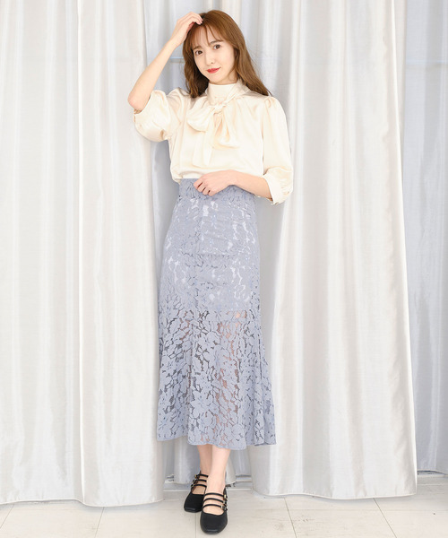 TITTY&CO.（ティティーアンドコー）の「【TITTY&CO.】【新色追加】バルーン袖リボンブラウス（シャツ/ブラウス・レディース・アイボリー/ミント/ホワイト/モカ/ブラック・FREE）」の22枚目の写真