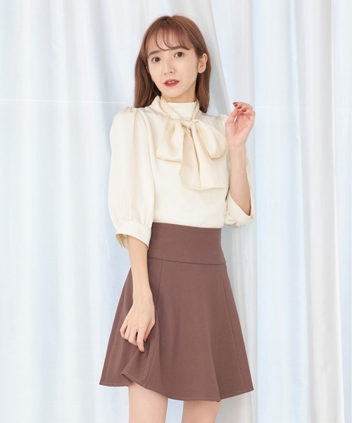 TITTY&CO.（ティティーアンドコー）の「【TITTY&CO.】【新色追加】バルーン袖リボンブラウス（シャツ/ブラウス・レディース・アイボリー/ミント/ホワイト/モカ/ブラック・FREE）」の7枚目の写真