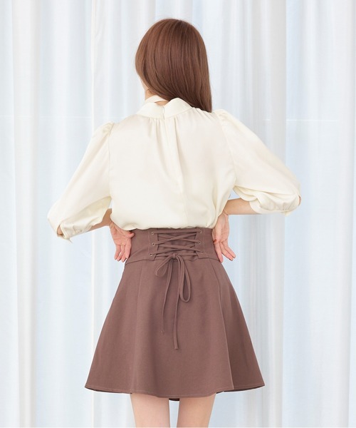 TITTY&CO.（ティティーアンドコー）の「【TITTY&CO.】【新色追加】バルーン袖リボンブラウス（シャツ/ブラウス・レディース・アイボリー/ミント/ホワイト/モカ/ブラック・FREE）」の10枚目の写真