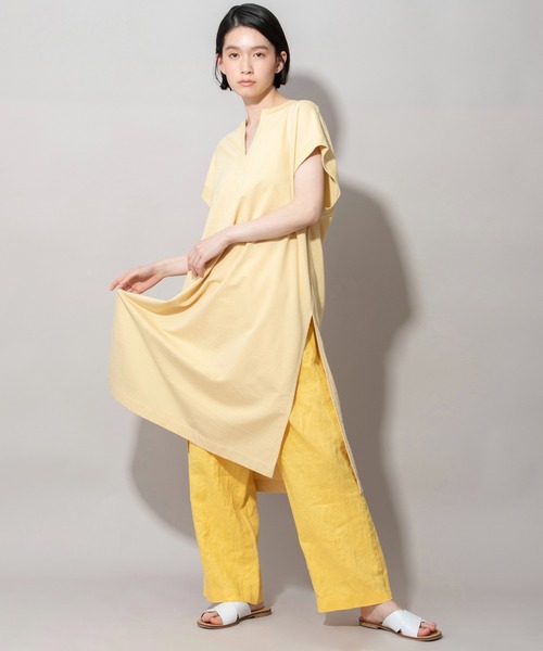 Munich(ミューニック)の「コットンライトインレーサイドスリットプルオーバー(Tシャツ/カットソー・レディース・ホワイト/ブラック/カーキ/ピンク/イエロー・FREE)」の15枚目の写真