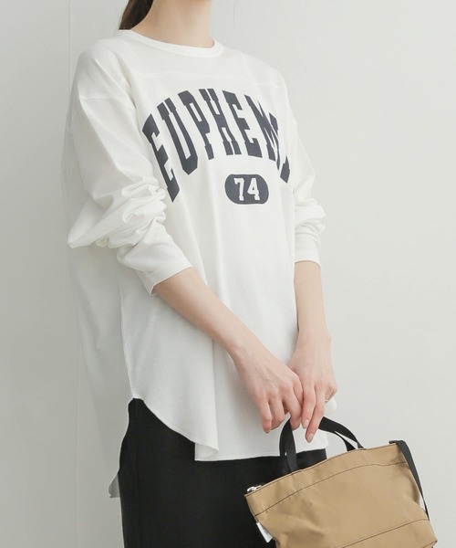 URBAN RESEARCH DOORS（アーバンリサーチドアーズ）の「カレッジプリント長袖Tシャツ（Tシャツ/カットソー・レディース・ライトブルー/オフホワイト/モカ・MEDIUM）」の6枚目の写真