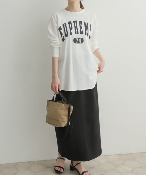 URBAN RESEARCH DOORS（アーバンリサーチドアーズ）の「カレッジプリント長袖Tシャツ（Tシャツ/カットソー・レディース・ライトブルー/オフホワイト/モカ・MEDIUM）」の9枚目の写真