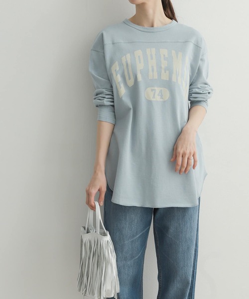 URBAN RESEARCH DOORS（アーバンリサーチドアーズ）の「カレッジプリント長袖Tシャツ（Tシャツ/カットソー・レディース・ライトブルー/オフホワイト/モカ・MEDIUM）」の17枚目の写真