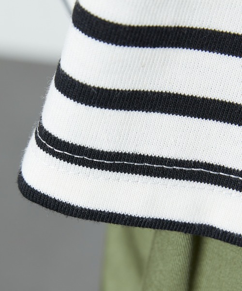 FREAK'S STORE（フリークスストア）の「ビッグシルエットバスクボーダーTシャツ 5分袖（Tシャツ/カットソー・レディース・ホワイト×ブルー/ホワイト×ブラック・マルチサイズ）」の6枚目の写真