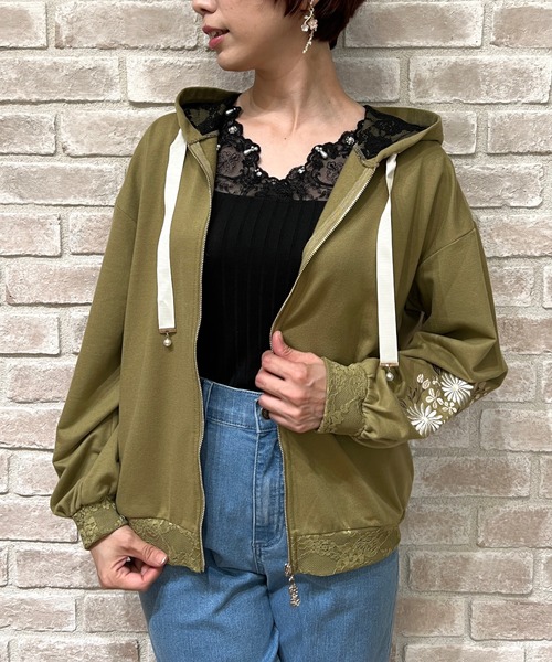 袖お花刺繍パーカー パーカー Axes Femme アクシーズファム のファッション通販 Zozotown