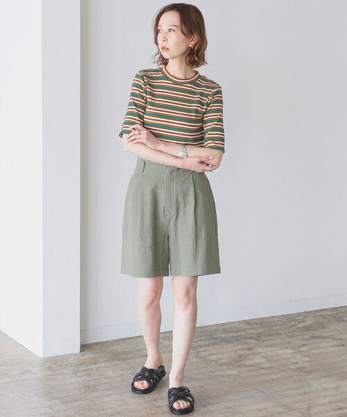 B:MING by BEAMS(ビーミングバイビームス)の「B:MING by BEAMS / 麻混 ショートパンツ 22SS(その他パンツ・レディース・オリーブ/アイボリー・MEDIUM/SMALL)」の14枚目の写真