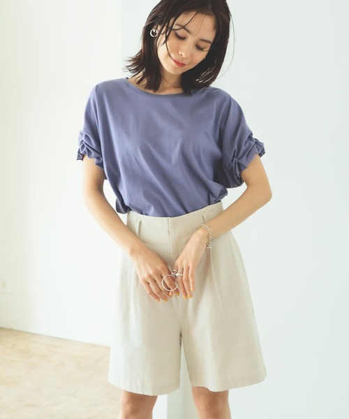 B:MING by BEAMS(ビーミングバイビームス)の「B:MING by BEAMS / 麻混 ショートパンツ 22SS(その他パンツ・レディース・オリーブ/アイボリー・MEDIUM/SMALL)」の1枚目の写真