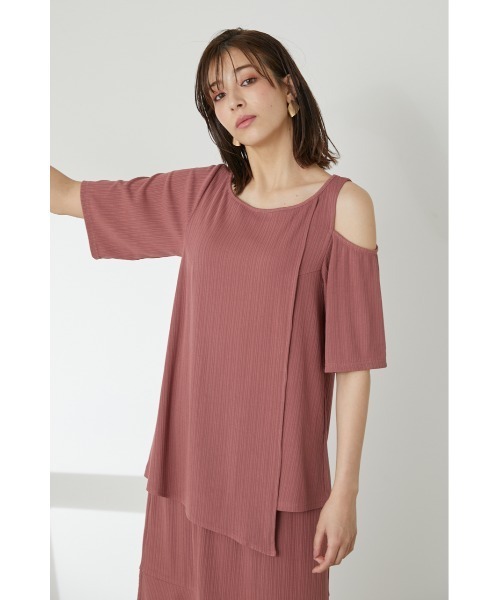 LILIDIA（リリディア）の「ランダムリブアシメTOP（Tシャツ/カットソー・レディース・ライトブラウン/ブラック/ピンク・SMALL/MEDIUM）」の3枚目の写真