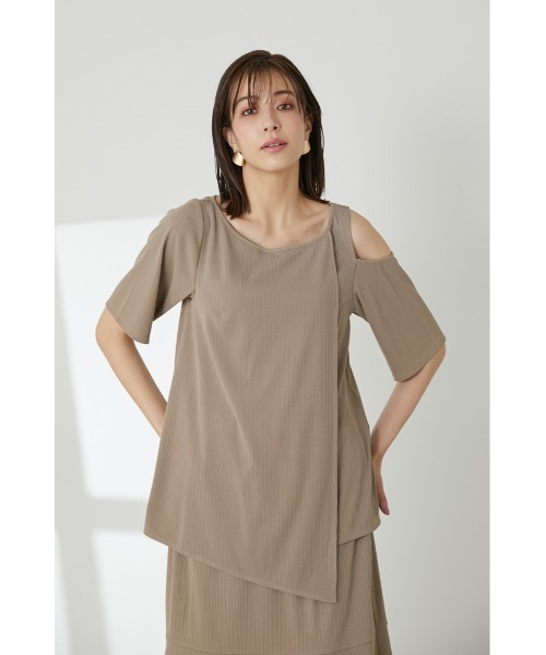 LILIDIA（リリディア）の「ランダムリブアシメTOP（Tシャツ/カットソー・レディース・ライトブラウン/ブラック/ピンク・SMALL/MEDIUM）」の2枚目の写真