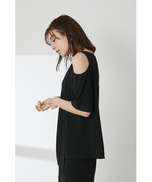 LILIDIA（リリディア）の「ランダムリブアシメTOP（Tシャツ/カットソー・レディース・ライトブラウン/ブラック/ピンク・SMALL/MEDIUM）」の7枚目の写真