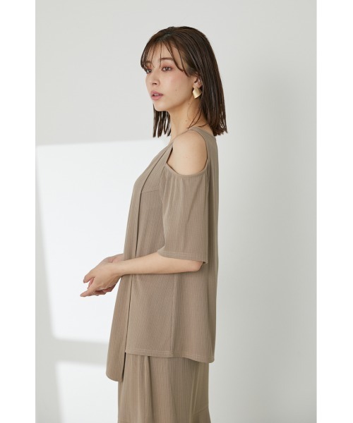 LILIDIA（リリディア）の「ランダムリブアシメTOP（Tシャツ/カットソー・レディース・ライトブラウン/ブラック/ピンク・SMALL/MEDIUM）」の4枚目の写真