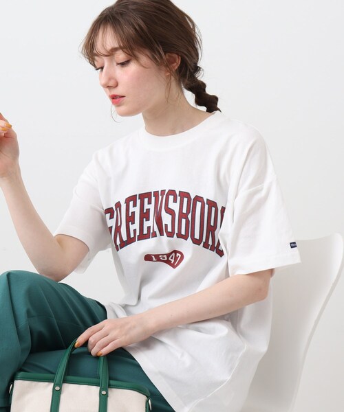 DRESKIP（ドレスキップ）の「◆【wrangler(ラングラー)別注】 カレッジTシャツ（Tシャツ/カットソー・レディース・チャコールグレー/オフホワイト/ダークオレンジ・00）」の2枚目の写真