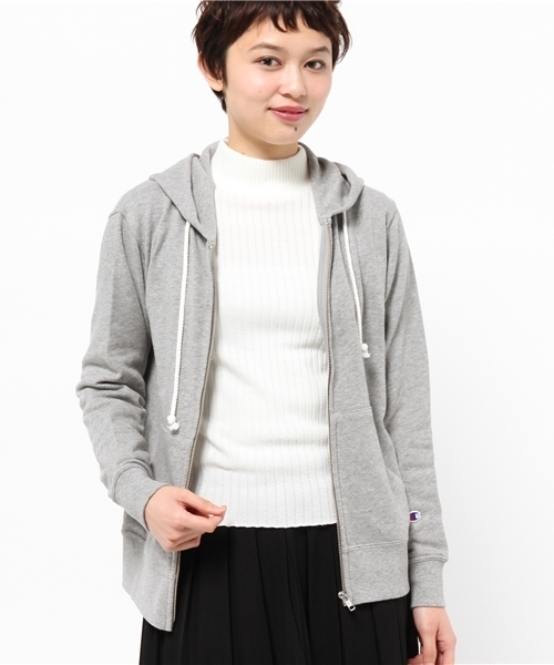 CIAOPANIC(チャオパニック)の「【CHAMPION】ZIPHOODEDSWEAT(パーカー・レディース・オフホワイト/グレー・MEDIUM)」の6枚目の写真