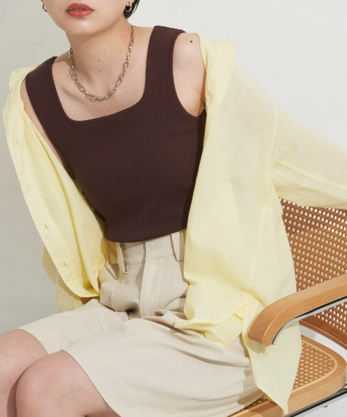 Aunt Marie's(アントマリーズ)の「カップ付きスクエアタンク(タンクトップ・レディース・ブラック/ブラウン/ベージュ・FREE)」の2枚目の写真