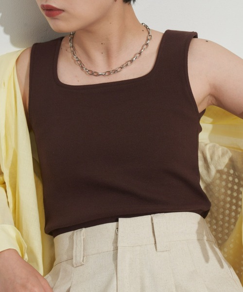 Aunt Marie's(アントマリーズ)の「カップ付きスクエアタンク(タンクトップ・レディース・ブラック/ブラウン/ベージュ・FREE)」の5枚目の写真