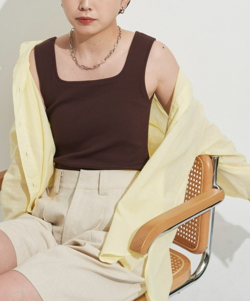 Aunt Marie's(アントマリーズ)の「カップ付きスクエアタンク(タンクトップ・レディース・ブラック/ブラウン/ベージュ・FREE)」の9枚目の写真