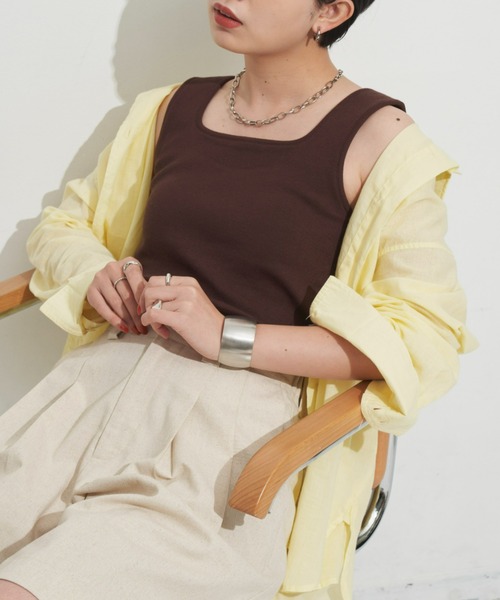 Aunt Marie's(アントマリーズ)の「カップ付きスクエアタンク(タンクトップ・レディース・ブラック/ブラウン/ベージュ・FREE)」の4枚目の写真