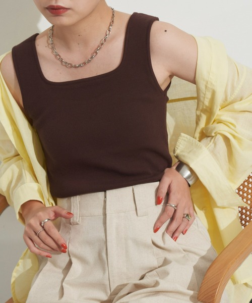 Aunt Marie's(アントマリーズ)の「カップ付きスクエアタンク(タンクトップ・レディース・ブラック/ブラウン/ベージュ・FREE)」の7枚目の写真