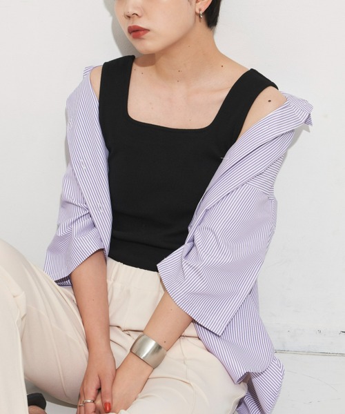 Aunt Marie's(アントマリーズ)の「カップ付きスクエアタンク(タンクトップ・レディース・ブラック/ブラウン/ベージュ・FREE)」の14枚目の写真