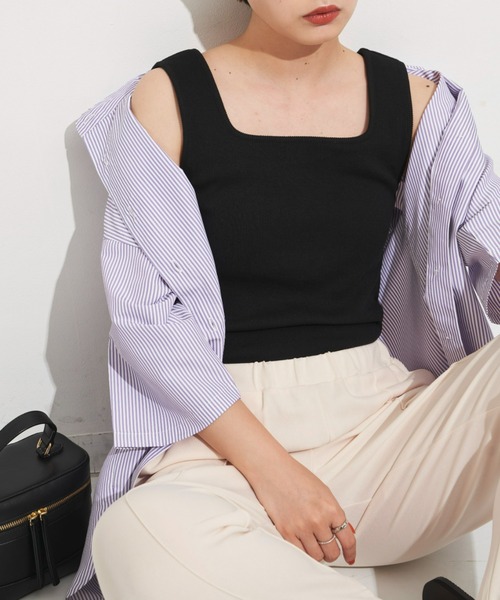 Aunt Marie's(アントマリーズ)の「カップ付きスクエアタンク(タンクトップ・レディース・ブラック/ブラウン/ベージュ・FREE)」の13枚目の写真