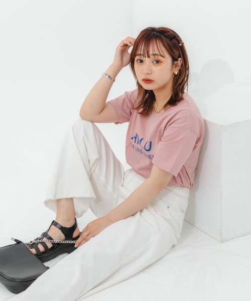 nemne store(ネンネストア)の「アソートロゴプリントTシャツ(Tシャツ/カットソー・レディース・オフホワイト/ピンク/クリーム/オートミール・フリー)」の18枚目の写真