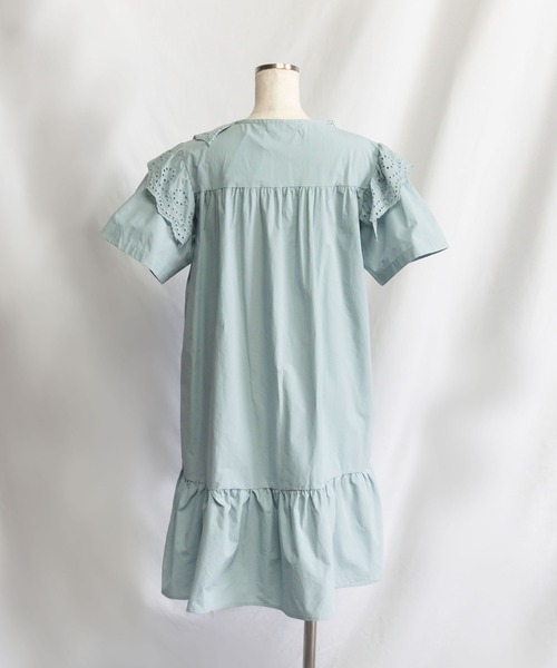 me+em select（ミームセレクト）の「レースフリル切替ボリュームコットンワンピース 【 半袖バージョンが登場！ 】（シャツワンピース・レディース・ベージュ/ホワイト/ブルー・ONESIZE）」の20枚目の写真