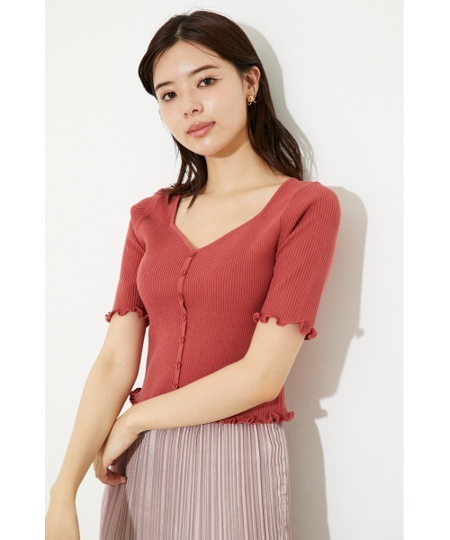 rienda（リエンダ）の「オープンネックタイトニットトップス（ニット/セーター・レディース・ブラック/ベージュ/ブラウン/ピンク・FREE）」の4枚目の写真