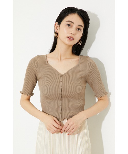 rienda（リエンダ）の「オープンネックタイトニットトップス（ニット/セーター・レディース・ブラック/ベージュ/ブラウン/ピンク・FREE）」の5枚目の写真