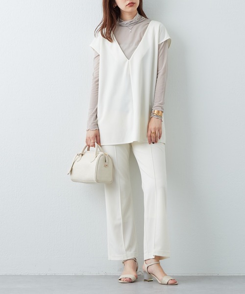 natural couture（ナチュラルクチュール）の「カットジョーゼットピンタックフレアパンツ（その他パンツ・レディース・オフホワイト/ブラック/ブラウン/グリーン・SMALL/MEDIUM）」の9枚目の写真