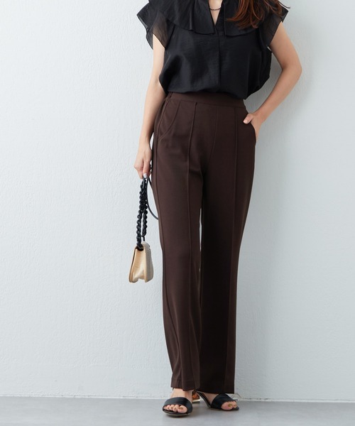 natural couture（ナチュラルクチュール）の「カットジョーゼットピンタックフレアパンツ（その他パンツ・レディース・オフホワイト/ブラック/ブラウン/グリーン・SMALL/MEDIUM）」の20枚目の写真