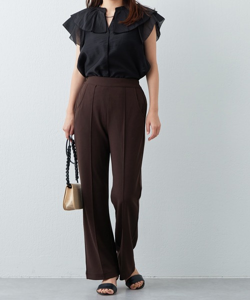 natural couture（ナチュラルクチュール）の「カットジョーゼットピンタックフレアパンツ（その他パンツ・レディース・オフホワイト/ブラック/ブラウン/グリーン・SMALL/MEDIUM）」の21枚目の写真