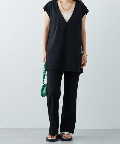 natural couture（ナチュラルクチュール）の「カットジョーゼットピンタックフレアパンツ（その他パンツ・レディース・オフホワイト/ブラック/ブラウン/グリーン・SMALL/MEDIUM）」の14枚目の写真