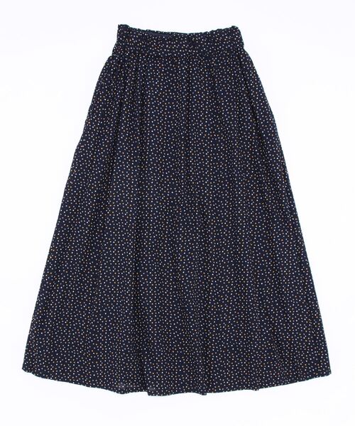 GRANDMA MAMA DAUGHTER(グランマママドーター)の「【 GRANDMA MAMA DAUGHTER / グランマ ママ ドーター 】 スクエア ドット ギャザー スカート GK2111691 KTI(スカート・レディース・ネイビー・000/1)」の2枚目の写真